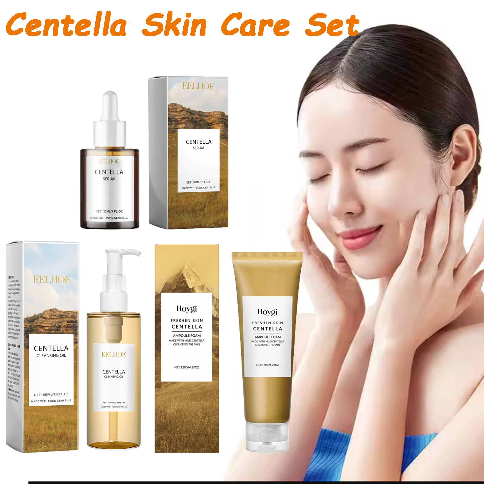 Skincare Glowing - Centella Hautpflegeset Centella Serum Gesichtswasch-Reinigungsöl Gesichtspflegeset