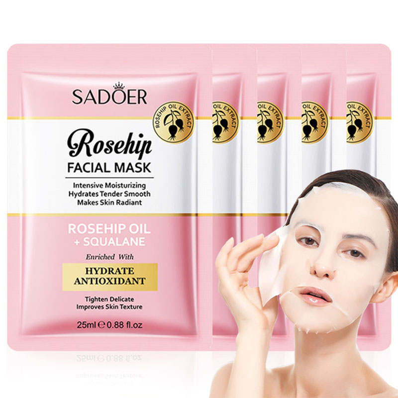 Face Oil Rosehip - 5/10 Stück SADOER Hagebutten-Gesichtsmaske, Anti-Falten, feuchtigkeitsspendend,